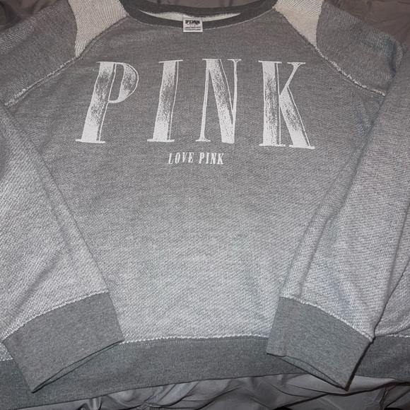 Pink by Victoria’s Secret grey and white sweatshirt. - Picture 1 of 4